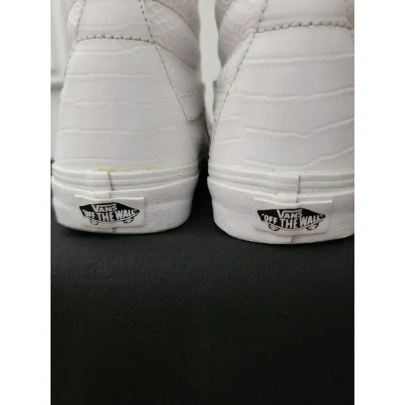 Vans Sk8-Hi Top Reissue Croc Embossed White Leather Sneakers Sz 8.5M / 10W - Picture 7 of 11
